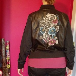 Torrid black jacket with dragon embroidery